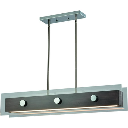 

Maxax Linear LED Chandelier Wood Grain Paint Finish Open Geometric Metal Frame 2400LM 30W 3000K Chrome
