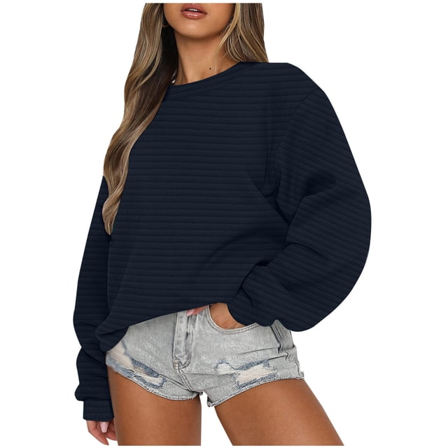 Birdeem Chandail en Molleton Oversize à Col Rond pour Femmes Automne Mode Décontractée Chandail
