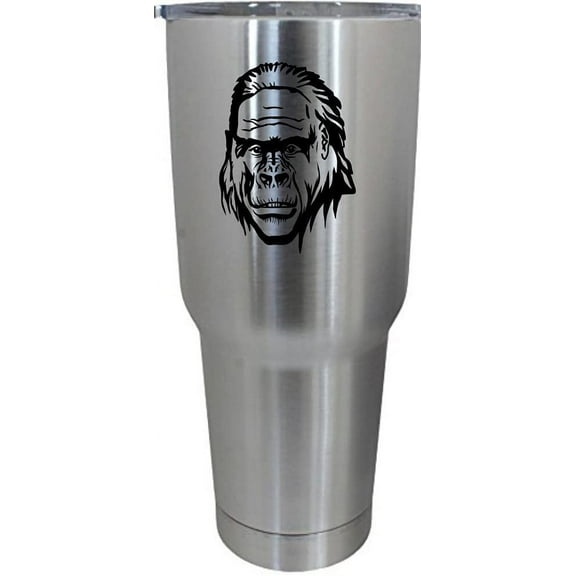 Gorilla Face Zoo Animal Themed Etched 30oz Stainless Steel Tumbler