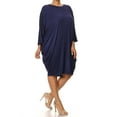 thumbnail image 2 of Women's Plus Size Casual Solid Loose Fit 3/4 Sleeve Dolman Sleeve Midi Dress, 2 of 5