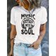 thumbnail image 1 of Women Crewneck Print Short Sleeve T-Shirts Summer Tees Loose Fit Graphic TopsSimple English Soul Music Pattern Print Women's Fashion Trendy Round Neck Short Sleeve, Simple Casual Sports T-shirt, Co, 1 of 6