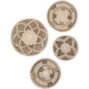 Trendy Homegoods Wall Basket Decor | Set of 4 Large Stylish Hanging Woven Wall Basket Plates with Hooks | Boho Wall Baskets for Bedroom, Living Room, or Kitchen | Great Woven Basket Wall Decor