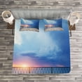thumbnail image 3 of Ambesonne Seascape Quilted Bedspread Set 3 Pcs, Balcony View Landscape, Queen Size, Pale Blue White, 3 of 3