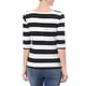 thumbnail image 3 of Camisetas de rayas para mujer Inspire Chic, corte ajustado, mangas de codo, cuello barco, talla XS, negro y blanco, 3 of 7
