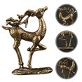 thumbnail image 2 of Gymnture christmas Brass Elk Figurine Retro Deer Statue Vintage Sculpture Decoration, 2 of 10