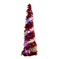 thumbnail image 3 of Nearly Natural 4ft. Pre-Lit Pop up Red & White Tinsel Christmas Tree with 50 Multicolored LED Lights, 3 of 10