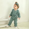 thumbnail image 2 of Younger Tree Baby Girl Romper Infant Fall Winter Clothes Ruffle Sweater Long Sleeve Bodysuit Jumpsuit and Headband for 3-6 Months, 2 of 8