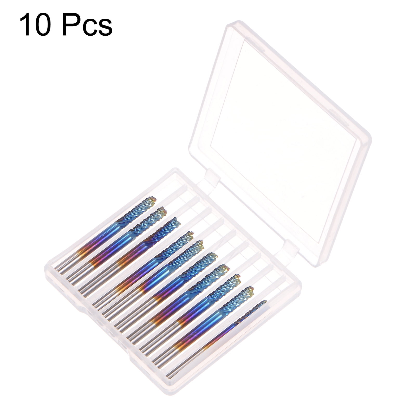 Uxcell 10 Packs 1/8" Shank 3.175mm Tungsten Carbide Blue Coated End Mill CNC Router Bits