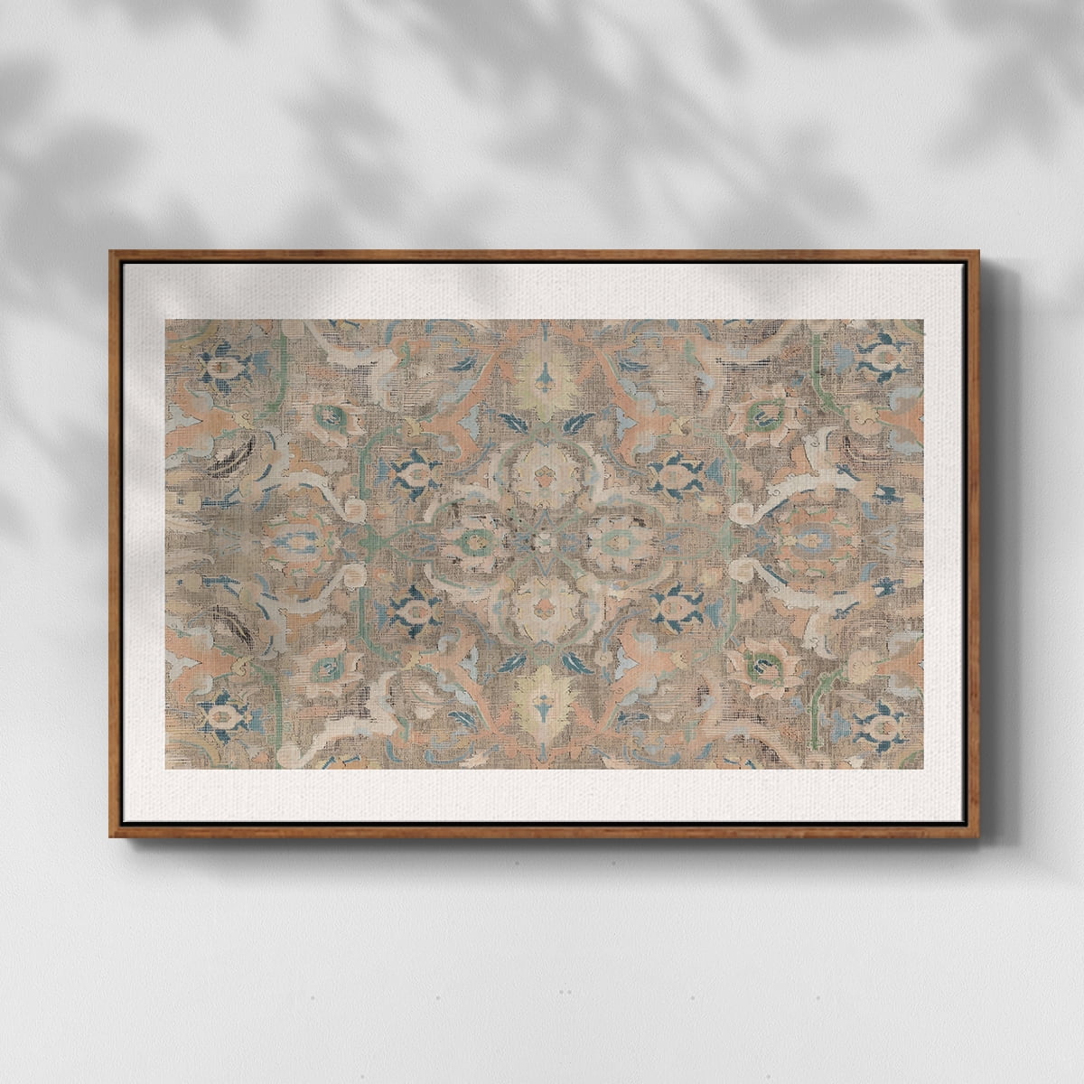 Vintage Abstract Print-II Framed in Walnut Wood Gallery Wrapped Canvas 17 in. x 25 in.