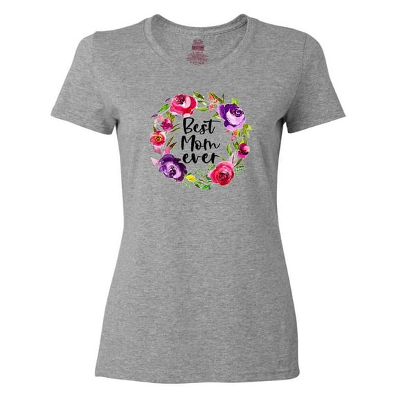 Inktastic Mother's Day Best Mom Ever with Floral Wreath Women's T-Shirt