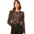 thumbnail image 2 of INSPIRE CHIC Blusa Top De Puntos Retro Colorido Manga De Soplo Cuello Redondo Para Mujer Azul Marino M, 2 of 6