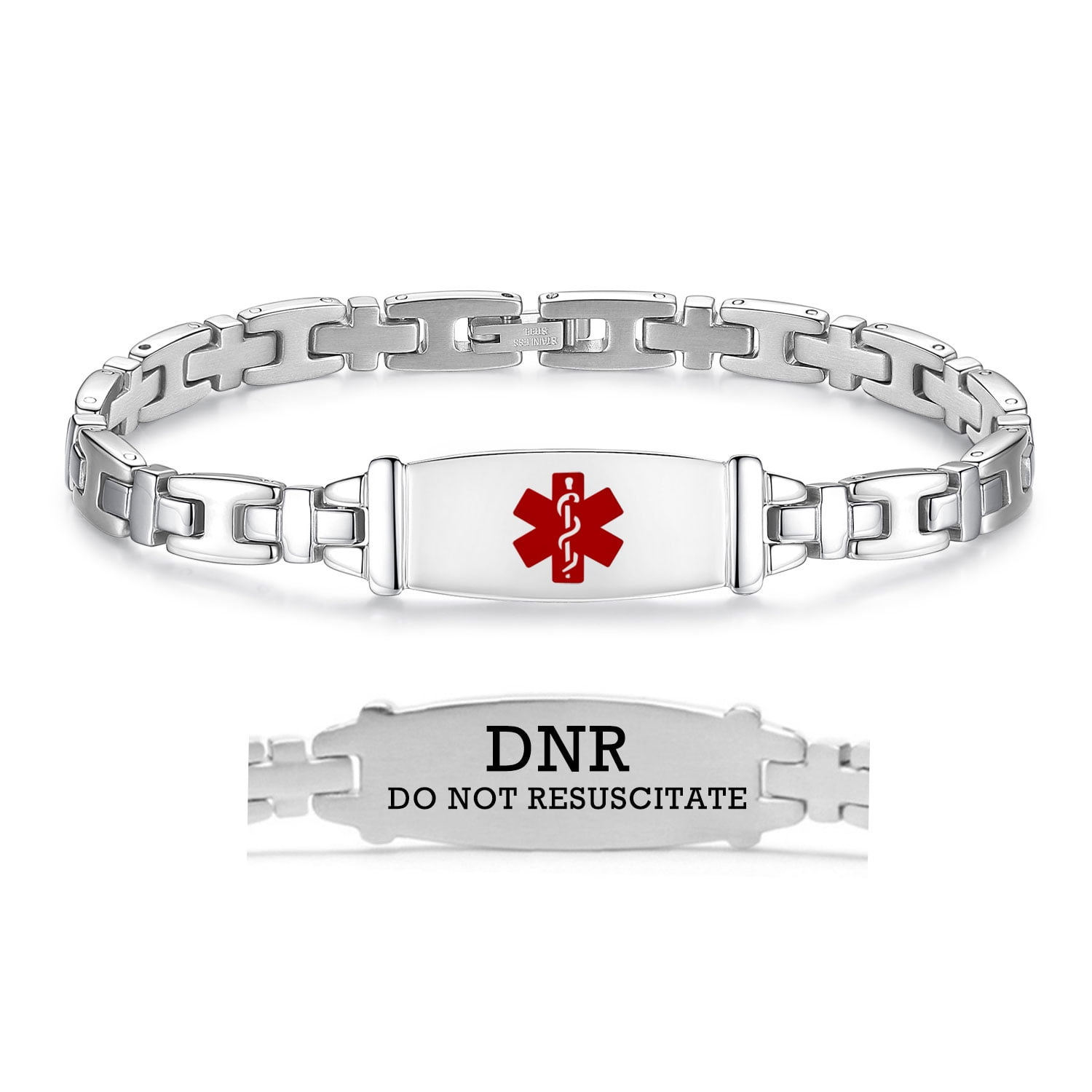 LinnaLove 7 1/2 in Lady Medical Alert id BraceletsStainless steel