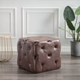 thumbnail image 2 of 7th Haven Inc. WOVENBYRD 19" Square Pintucked Ottoman Light Brown Faux Leather, 2 of 5