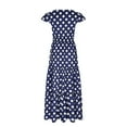 thumbnail image 6 of Dyegold Sundresses for Women Casual Beach - Wedding Guest Dresses for Women V Neck Short Sleeve Polka Dot High Split Maxi Sundresses ​A-Line Flowy Swing ​​Dress, 6 of 7