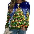 thumbnail image 1 of EGNMCR Chandail en Molleton de Noël pour Femmes Automne Imprimé Manches Longues Col Rond Chandail en Molleton Sans Capuche Blouse, 1 of 4