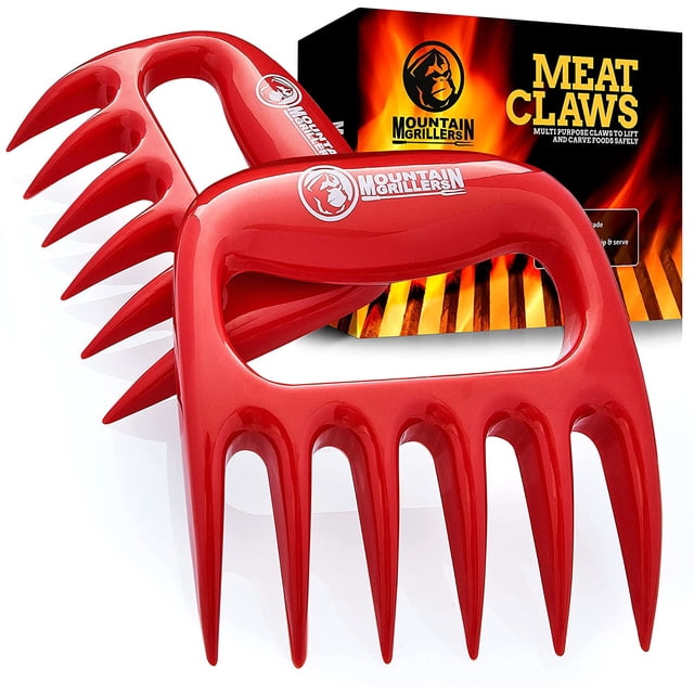 MOUNTAIN GRILLERS Trituradora de Carne con Forma de Garra de Oso para Barbacoa - Juego de 2 (Roja)