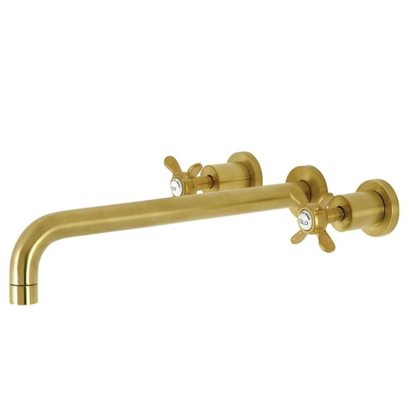 Kingston Brass KS8047BEX Essex Two-Handle 3-Hole Wall Mount Roman Tub Faucet in Brushed Brass