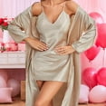 thumbnail image 5 of Robes for Women, PUTUO 2PC Silk Robes for Women, Luxurious Satin Pajamas for Women Soft Cozy Cami Nightwear Set, Bridesmaid Nightgowns for Women, 5 of 6