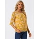 thumbnail image 2 of BluCasual De GaCon Estampado Floral De Man3/4 Con Volantes PaMujer Amarillo XS, 2 of 5