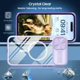 thumbnail image 4 of Clear Case Compatible with iPhone 15 MagSafe Sliding Camera Lens Cover with 1 Screen Protector, [Strong Magnets][Anti Yellow] Anti Scratch Acrylic Back Soft Frame iPhone 15 Case 6.1"(Purple), 4 of 17