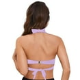 thumbnail image 5 of Women Halter Bikini Tops Push Up Retro Bathing Suits Padded Swimsuit Top Only No Bottom (Light Purple, S), 5 of 9