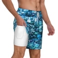 thumbnail image 3 of Picia Blue Kyanite pattern Mens Swim Trunks with Compression Liner Stretch Beach Shorts Quick Dry with Zipper Pockets No-Chafing Board Shorts-Medium, 3 of 9
