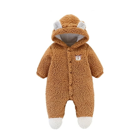 

kpoplk Baby Jackets 6-12 Months Toddler Baby Girls Cotton Padded Jacket Coat Winter Warm Hooded Thicken Parka Outerwear Clothes(Brown)