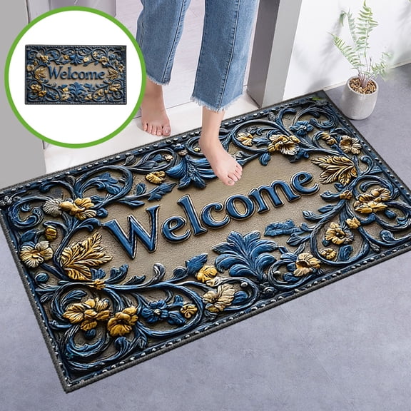 Aodebiao Welcome Doormat Entrance Floor Mat Absorbent Non Slip Indoor Outdoor Rug for Bathroom Kitchen Front Door Home Décor