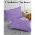 thumbnail image 3 of Lavender Burlap Texture Pillow Covers King Size 2 Pack, Farmhouse Vintage Lavender Soft Bed Throw Pillowcases Breathable Cooling Long Lumbar Body Pillow Sham Cover for Bed Sofa 20''x36'', 3 of 7