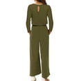 thumbnail image 4 of VBARHMQRT Full Body Jumpsuit Sexy Solid Colored Collarless Long Sleeve Cinching Pencil Pant Suit with Pockets and Waist Belt Long Sleeve Romper Dress for Women Summer Rompers for Women Plus Size, 4 of 4