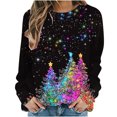 thumbnail image 3 of Feancey Womens Christmas Tops Long Sleeve Glitter Xmas Tree Graphic Pullover Round Neck Casual Loose Tunics Trendy Dressy Holiday Tee Shirts Multicolor8 M, 3 of 7