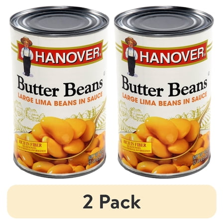 (2 pack) Hanover Butter Beans Large Lima Beans in Sauce, 40.5 oz Can – Family-Size Heat-and-Serve Side