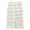 thumbnail image 6 of BLTIBY Womens Faux Fur Vest Jacket Fall Winter Coats Solid Color Fleece Thick Sleeveless Shaggy Warm Long Outerwear with Pockets Fashion Clothes Beige 3XL, 6 of 8
