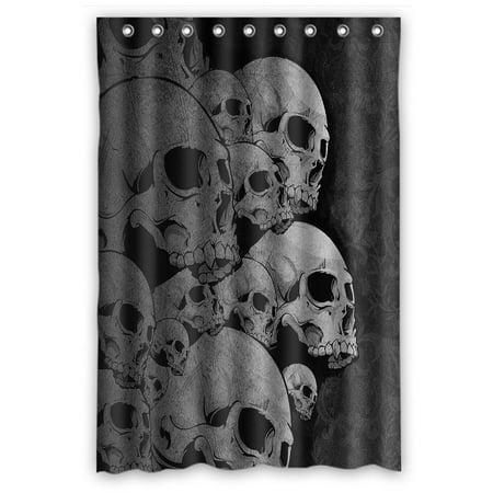 GCKG Creative Skull Bathroom Shower Curtain, Shower Rings Included 100% Polyester Waterproof Shower Curtain 48x72 Inches