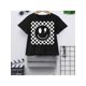thumbnail image 1 of Boys Outfit Set 100% cotton Checkerboard joyful Face Print Short Sleeve T-Shirt, Perfect for Outdoor, 1 of 6