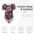 thumbnail image 6 of Uemuo Rose Flowers Pattern Women's One Piece Short Sleeve Swimsuit Rash Guard Surfing Modest Quick-drying Swimsuit Beach Essentials-XX-Large, 6 of 9