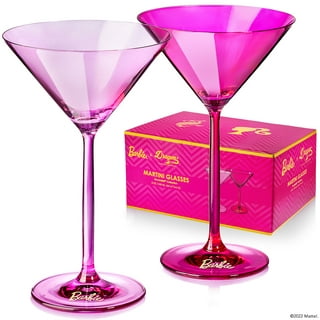 Neon Frosted Glass Martini Glasses Set of 6 Retro Glasses Cocktail