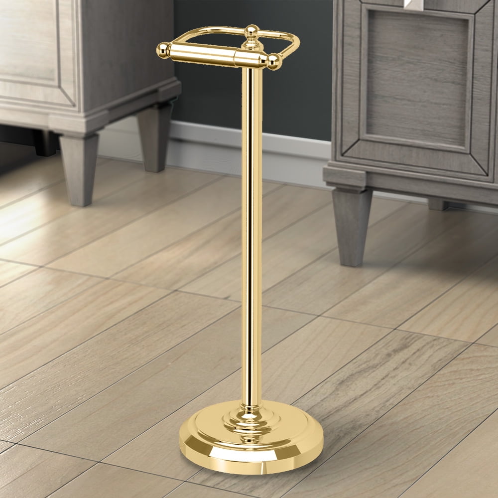 Gatco Freestanding Pedestal Toilet Paper Holder, Polished Brass
