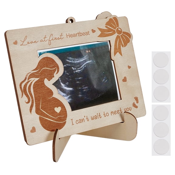 Pregnancy Baby Ultrasound Picture Frame Wood Pregnancy Photo Frame Stand BurlyWood Color Wooden Photo Frame with Easel Stand Ultrasound Frame
