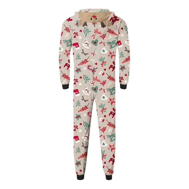 zanvin Matching Family Christmas Pajamas Onesie Hooded Holiday Pajama Set Soft Cozy Xmas Sleepwear Print Pjs Matching Sets Adult Sizes Red XXL