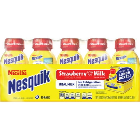 Nestle Nesquik Strawberry Lowfat Milk, 8 fl oz, 10 ct