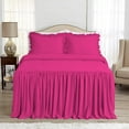 thumbnail image 2 of 4 Piece Long Ruffle Sheet Set, 20" Inch Long Ruffle On Corner Of The Flat Sheet, 24 Inch Deep Pocket, 100% Egyptian Cotton, 800 TC, Cal King Size, Solid Hot Pink, 2 of 9