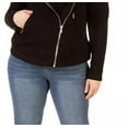 thumbnail image 3 of Black Tape Women's Stretch Knit Moto Jacket Black Size 3X, 3 of 3