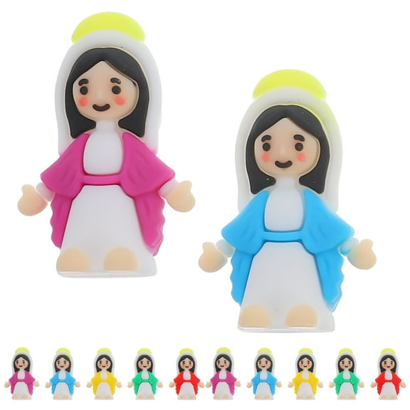 GOOHOCHY Mini Virgin Mary Statue PVC Home Decor Assorted Color Compact Size for Desk Bookshelf