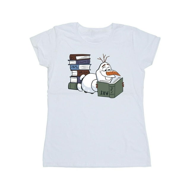 Frozen II T-Shirt en Coton pour Femmes Olaf Lisant