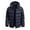 Dark Blue, variant on Men's Winter Casual Hooded Padded Jacket Warm Stand Collar Outerwear Coat For Daily Streetwear Comfort Fit Lightweight Insulated Layer Dark Blue L