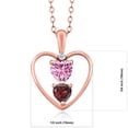 thumbnail image 2 of Gem Stone King 18K Rose Gold Plated Silver Pink Moissanite Red Garnet and White Topaz Pendant Necklace for Women (0.84 Cttw, Gemstone Birthstone, Heart 5MM and 4MM, with 18 inch Silver Chain), 2 of 3