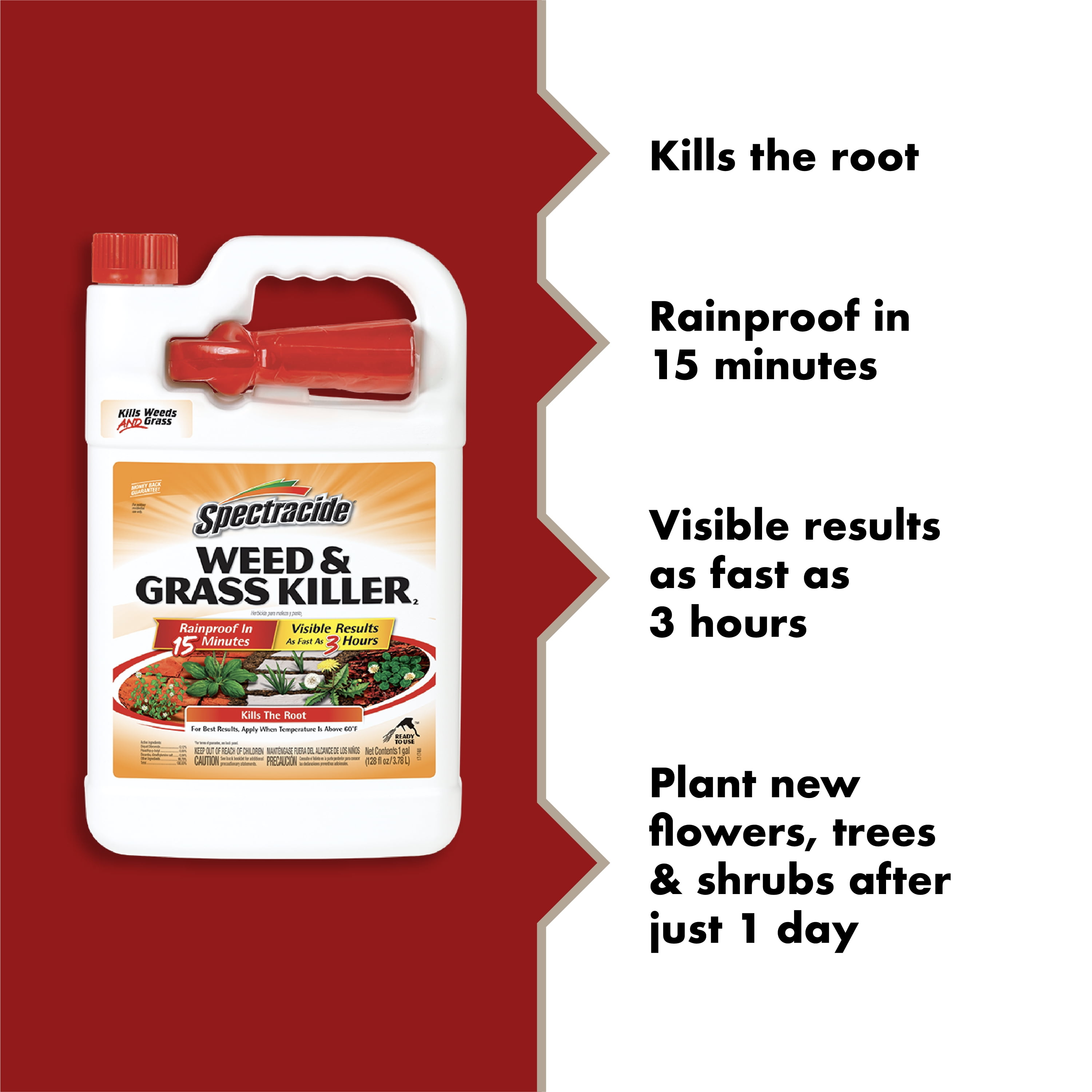 Spectracide Weed & Grass Killer, Use On Patios, Walkways and Driveways, 1 gal.