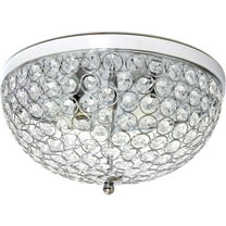 Elegant Designs Elipse Crystal 13" Modern Metal 2 Light Bowl Shaped Ceiling Flush Mount Fixture, Chrome