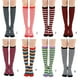 thumbnail image 3 of Calcetines hasta la rodilla a rayas de colores Calcetines de elfo hasta la rodilla Calcetines largos a rayas elásticos, 3 of 5